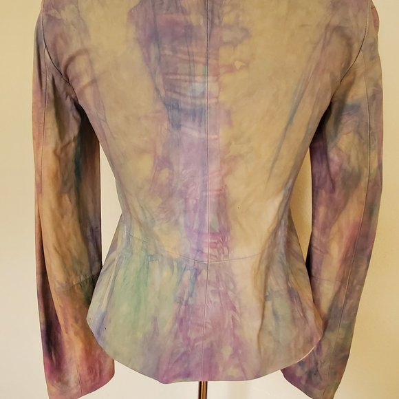 Vince leather Shirt jacket bomber moto small pink purple gray beige cream dyed